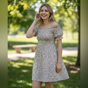 GAP Animal Print Dress - Cream and Brown